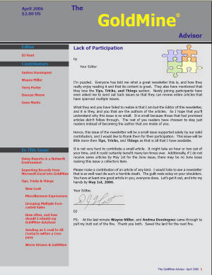 The GoldMine Advisor - April 2006