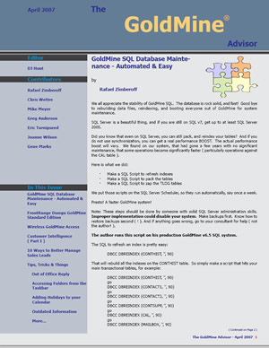 The GoldMine Advisor - April 2007