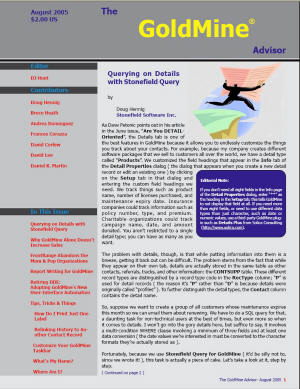The GoldMine Advisor - August 2005