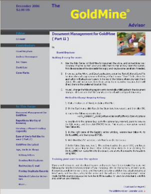 The GoldMine Advisor - December 2006