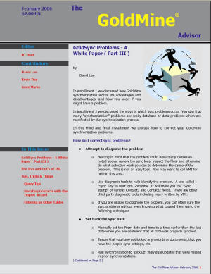 The GoldMine Advisor - February 2006