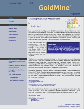 The GoldMine Advisor - February 2008