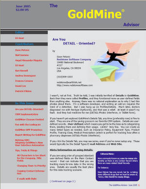 The GoldMine Advisor - June 2005