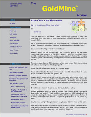 The GoldMine Advisor - October 2006