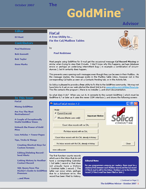 The GoldMine Advisor - October 2007